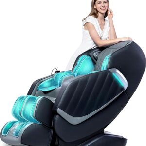 Viso kūno masažo kėdė-nulinės gravitacijos išmanioji masažo kėdė - 3D robotinės rankos su SL bėgiu-Bluetooth atsipalaidavimo kėdė-juoda