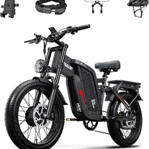 Suaugusiųjų elektrinis dviratis, dvigubas variklis, 52V 24AH ličio jonų baterija, maksimalus atstumas nuo 45 iki 90 kilometrų, 20 colių pločio padangos, integruota pakaba, 7 greičių elektrinis dviratis.