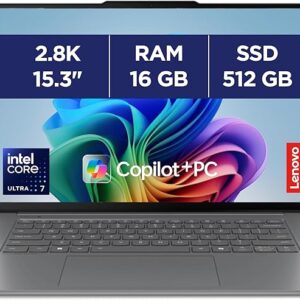 Lenovo Yoga Slim 7 15.9-Copilot nešiojamas kompiuteris+ 15" 2.8 K+ 120Hz Touch (Intel Ultra 7 256V, RAM 16GB, SSD 512GB, Intel Arc grafika, langai 11 namai) AZERTY apšviesta klaviatūra-Pilka