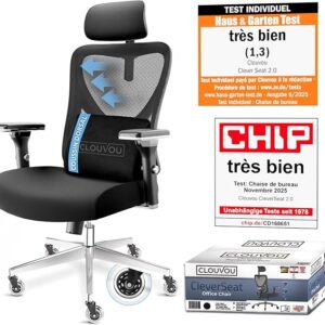 CleverSeat ergonomiška biuro kėdė [išrinkta N antai 1] biuro fotelis ir žaidimų kėdė / Maksimali apkrova 150kg (Juoda)