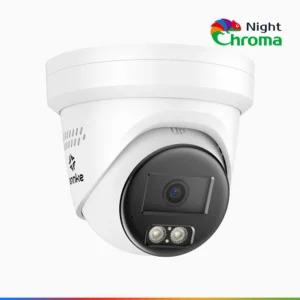 NightChroma oma ncbr800 - 4k Poe lauko stebėjimo kamera su raudona ir mėlyna Signalizacija, 3840* 2160@25 fps, spalvotas ir infraraudonųjų spindulių Naktinis matymas, žmonių ir transporto priemonių aptikimas, intelektuali elgesio analizė, dvipusis Garsas, IP67