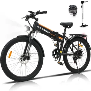 COLORWAY elektrinis dviratis 26"*3,0" „Fat Bike“ – kalnų (VTT) elektrinis dviratis – išimama 36 V 12 Ah baterija – 250 W variklis – 7 pavaros – juodos spalvos.