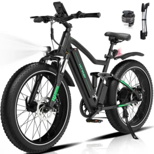 HITWAY elektrinis dviratis 26"*4,0" „Fat Bike“ – kalnų (VTT) elektrinis dviratis – išimama 48 V 15 Ah baterija – 250 W variklis – „Shimano“ 7 pavaros – nuvažiuojamas atstumas.