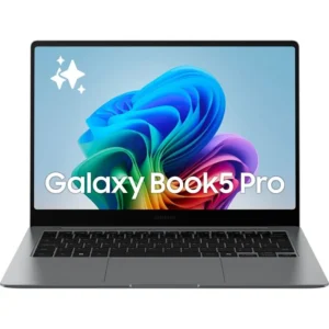 Nešiojamas kompiuteris Samsung Galaxy Book5 Pro – 14" „Dyn. AMOLED 2X WQXGA+“ ekranas – Intel Core Ultra i5 procesorius – 16 GB RAM – 512 GB atminties.